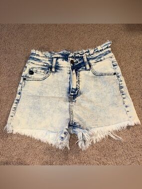 KanCan Light Blue Distressed High-Rise Denim Shorts